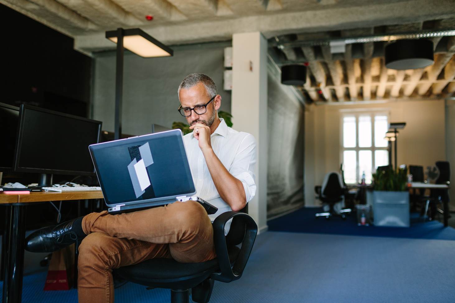 Business owner on computer