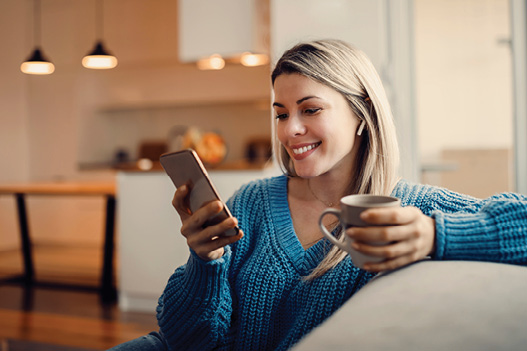 woman banking from home