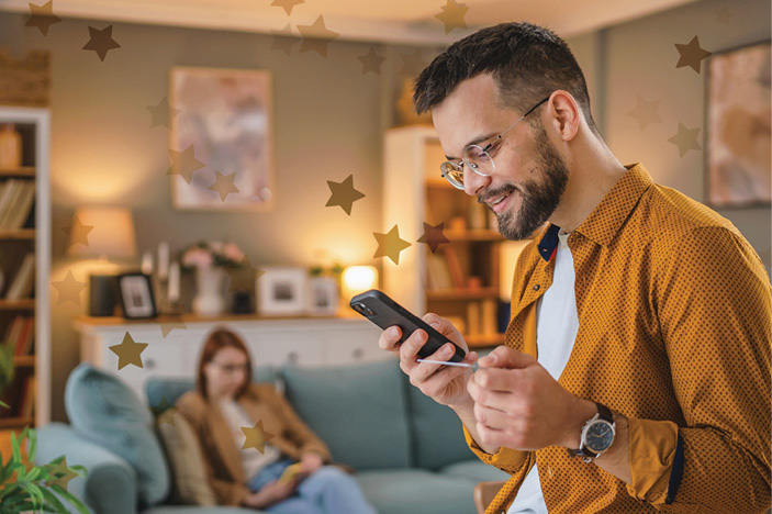 man using mobile banking