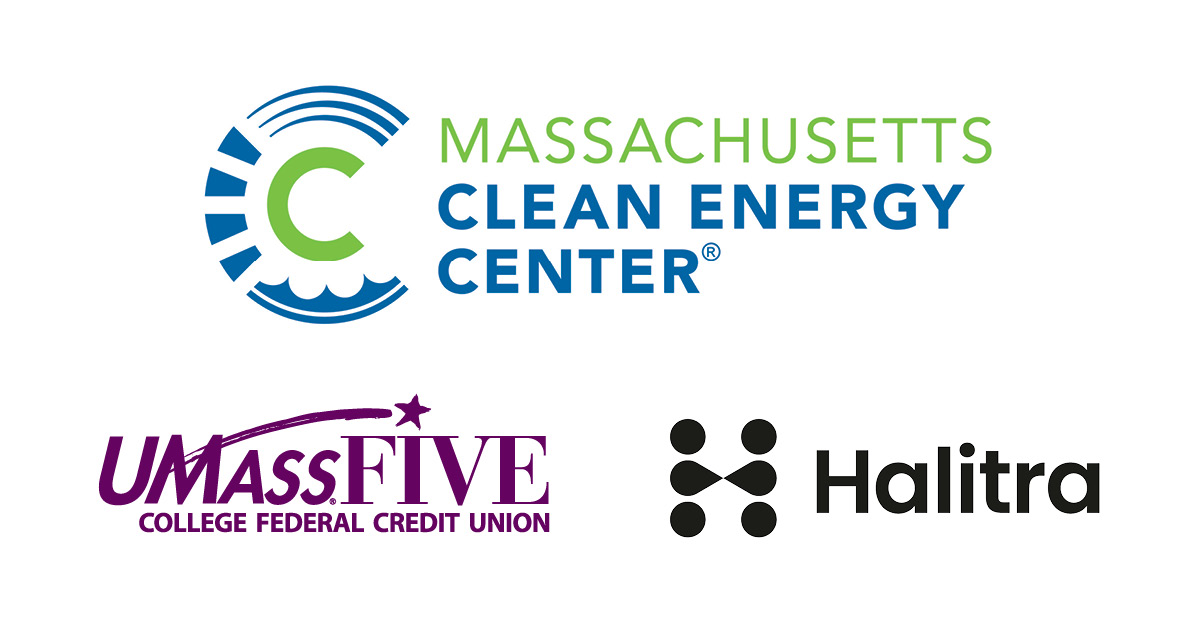 Logos of UMassFive, MassCEC, and Halitra