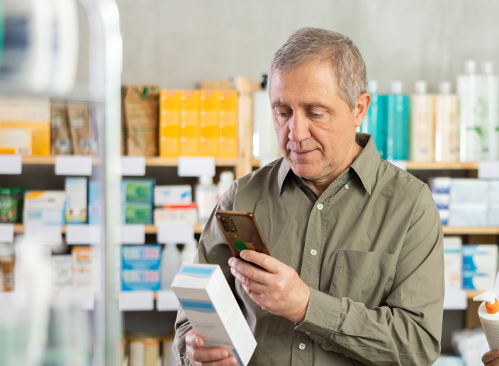 man scanning qr code